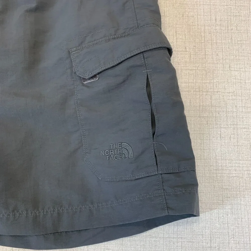 North Face Paramount Peak Cargo Short Men M Charcoal Partial Elastic Waist Nylon